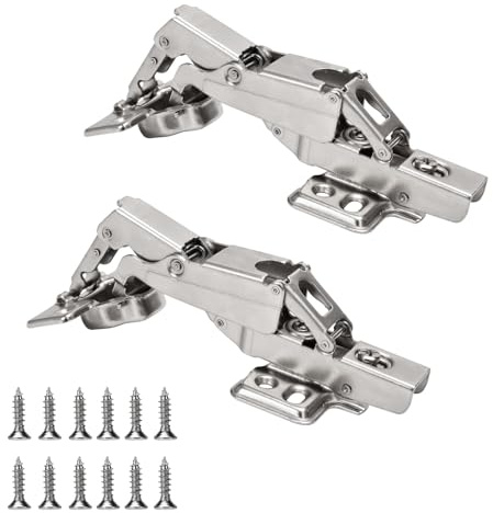 ZONGHUN 165 Degree Kitchen Cabinet Hinges Concealed Hydraulic Adjustable Mounting, Soft Closing Nickel-Plated Steel Buffer Dampers for Frameless Cabinet Doors (165 Degree Fixed-Half Overlay 2PC)
