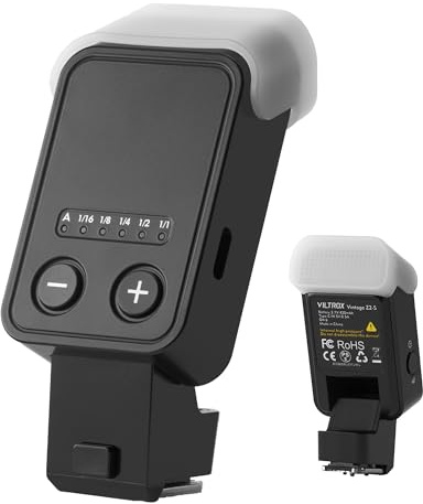 VILTROX Vintage Z2 Mini TTL Camera Flash Speedlite for Fujifilm | Beginner-Friendly, Foldable, 7-Level Power Adjustment, Type-C Charging, 52g Lightweight Portable, Black, Diffuser