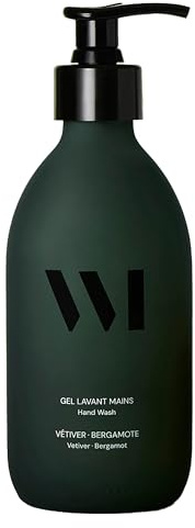 WHAT MATTERS Gel Lavant Mains Exfoliant Vétiver & Bergamote 290ml | Flacon pompe verre renforcé®, 95,8% ingrédients d'origine naturelle, Vegan, micro-grains de perlite, fabriqué en France