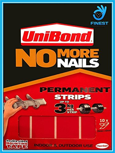Unibond No More Nails - Permanent 10 x Strips (3 kg) Double Sided Tape Adhesive