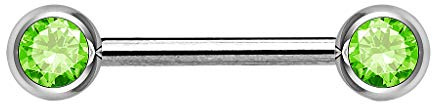 Piersando Intimpiercing Brustwarzen Piercing Barbell mit Hantel Doppel Front Kristall Kugel