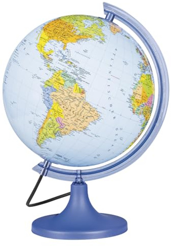 DONAU Globe terrestre/Diamètre 250 mm/Carte politique/Lumineux/Lampe LED/Pivotant/Décoration éducative/Application interactive Multiglobear/Pour l'école, la maison et Le bureau