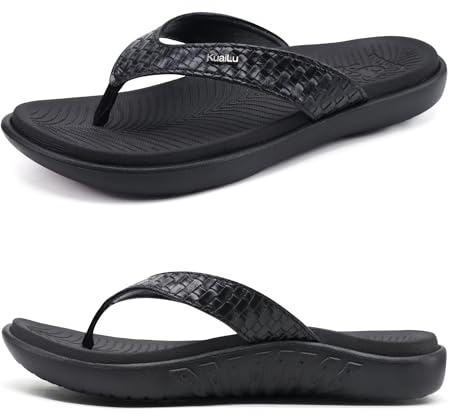 KuaiLu Womens Flip Flops Arch Support Yoga Mat Cushioned Thong Sandals