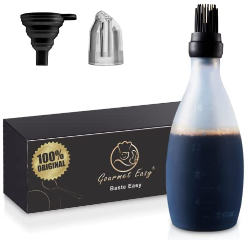Silicone Pastry Brush, All-in-One Slicone Basting Brush with Sauce Bottle, Heat Resistant BBQ Accessories and Cooking Gadgets, BPA-Free Oil Dispenser for Cooking, Baking, Grilling (Black)