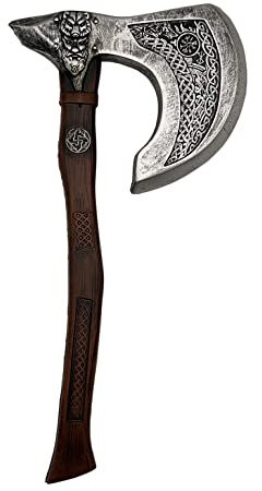 LOOYAR PU Foam Wolf Totem Viking Shield Axe Toy Props For Berserker Warrior Knight Costume Battle Play Halloween Cosplay LARP