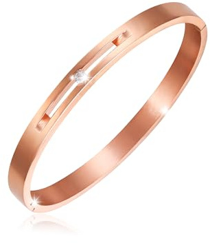 JJDreams Armreif Edelstahl Damen Gravur Armreif Rosegold 8MM Einfache Stil Armspange Geschenk für Damen