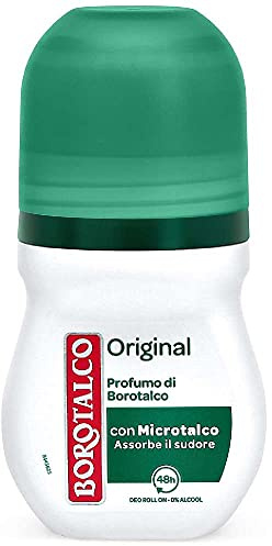 Borotalco Original Deo Roll-On 48h mit Talkum mit Aktiven Kristallen, Schweißschutz, ohne Alkohol, Duft von Borotalco - 8 Flaschen à 50 ml | Mit Talkum, Mit Aktiven Kristallen, Schweißschutz, Ohne Alkohol, Duft von Borotalco