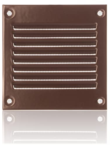 100x100mm Rejilla de Ventilación de Acero Marrón con Mosquitera - Rejillas de Ventilación Metálicas