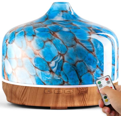 Porseme Large Oil Diffusers 500ml,Ultrasonic Essential Oil Diffuser,7 Colors Changing Humidifier,Quiet Cool Mist Aromatherapy Diffuser with Remote,Waterless Auto-off Air Freshener for Home（Blue）