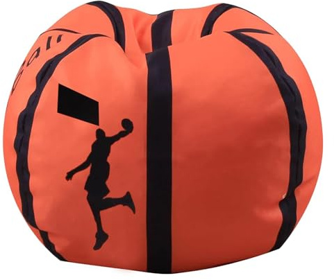 Colorful House Stuffed Animal Storage Bean Bag Chair for Kids and Adults, Lightweight Bean Storage Bag Cover for Organizing Blankets Clothes (26 inches, Basketball)
