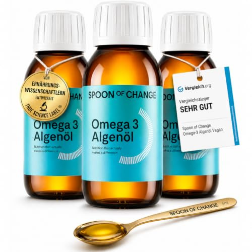 3er-Pack Kur Omega-3 Algenöl vegan – mit Vitamin D3 – ohne Fischgeschmack | Angenehmer Geschmack mit Zitronen – Hochdosiert -Triglycerid-Form – 2900 mg Algenöl pro Tag – Laborgeprüft – Niedriger TOTOX