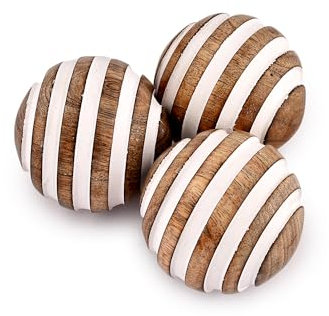 Indus Lifespace Dekorative Kugeln aus Mangoholz für Tafelaufsatz oder individuellen Gebrauch, ideal für den Einsatz im Wohnzimmer, Esszimmer, Couchtisch (7,62 x 7,62 x 7,62 cm), 3 Stück