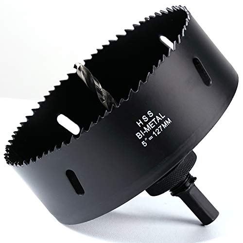 Hålsågar 127 mm, HSS Bi-Metallic M42 Hålborr Borrborr Borrhål för Järn Aluminium, Trä, Gipsskivor, Rör, Plast, Fiberpaneler, Svart