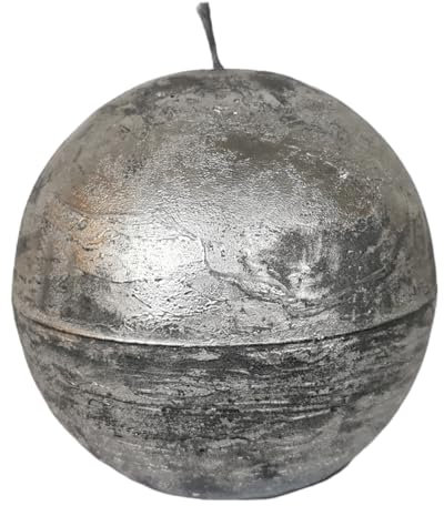 Goldbach Kugelkerze 8 cm, Silber Metallic, Rustikal, 20 Stunden, Indoor, 1 Stück
