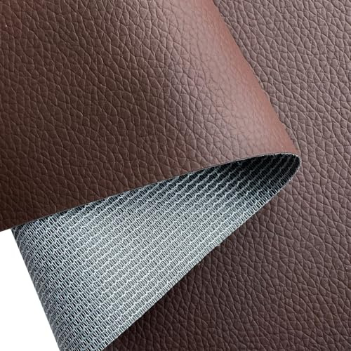 XHT Tissu en cuir synthétique de qualité supérieure au mètre, imperméable, couture, réparation, marron foncé, 100 x 160 cm