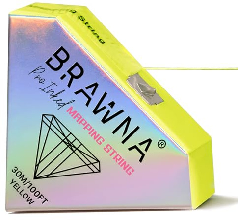 BRAWNA 30M [100 Ft] Pro Inchiostro Cordaggio Mappatura per la misurazione di sopracciglia e labbra - Forniture Pmu - Colore - Giallo