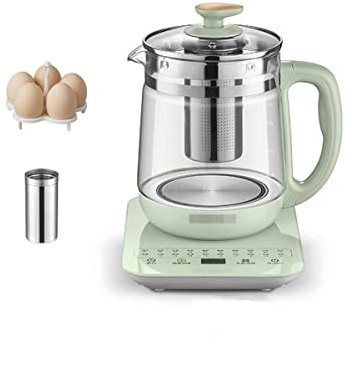 Bouilloire électrique en verre isolée intelligente, infuseur amovible théière en verre multifonction Dash cuiseur à œufs bouilloires électriques avec panneau tactile intelligent et menu intelligent