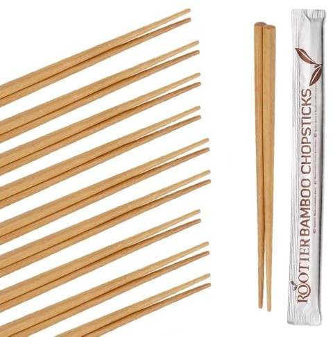 Venuscello 200 Pairs x Tithe Wooden Bamboo Chopsticks Durable Bamboo Sticks 9 Inch - Ideal for BBQ, Chinese, Cake Topper, Chocolate Fountain and Fruits