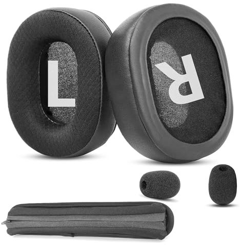 XRHTONG Ersatz-Ohrpolster & Kopfband für Roccat Khan Pro, Khan Aimo 7.1 – atmungsaktives Gewebe & hochdichter Schaum