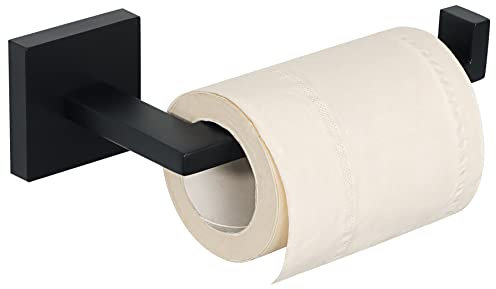 Mooche Porte Rouleau Papier Toilette, Longeur 15.5 CM, Papier Toilette Mural pour Salle de Bain/Cuisine, en Acier Inoxydable SUS 304, Antirouille et Pratique, Noir (Carré)