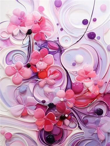 Blumen Malen Nach Zahlen Erwachsene, Fantasie Malen Nach Zahlen Kinder Klein 30x40cm, DIY Set Erwachsene Handgemalt Leinwand Ölgemälde, Acrylfarben mit 3 Set Pinseln, Zimmer Deko Aesthetic -Y775