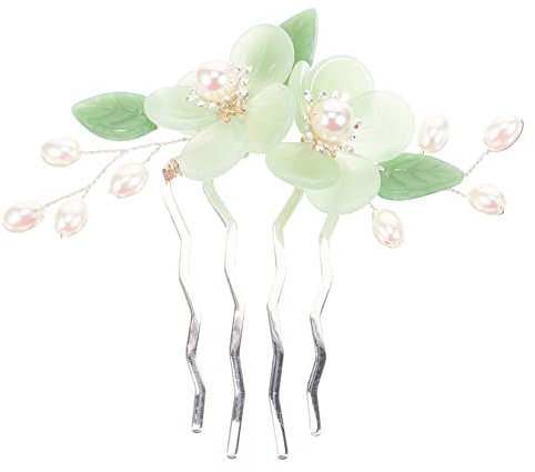 FRCOLOR 4 Stück Antike Haarspange Vintage Kamm Friseurkämme Braut Haar Accessoire Für Frauen Chinesisches Verzierungen Hochzeit Perlen Haarkamm Legierung Grün