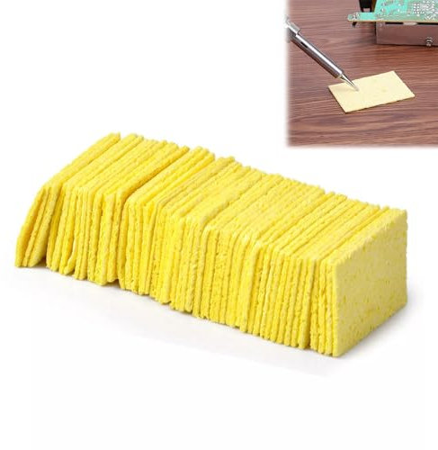 Spugnetta per Pulizia Punte per Saldatura,Spugna Resistente alle Alte Temperature,Tampone di Pulizia per Saldatrici,Spugna di Pulizia,Strumento per la Pulizia delle Spugne 50 Pezzi 5x3.5cm Tokaneit