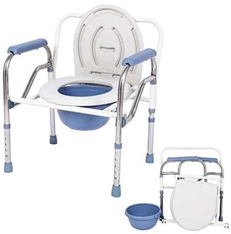 Faltbarer Toilettenstuhl, bariatrischer Toilettenstuhl, breit, höhenverstellbar, über WC, Toilettenstuhl, erhöhter Sitz mit Armlehnen, maximale Belastung 150 kg.
