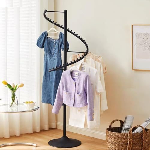 simdennr 71-Zoll-Spiral-Kleiderständer, 360° Drehbar Kleiderständer aus Metall, Freistehender Kleiderstange, Multifunktional Garderobenständer für Schlafzimmer, Wohnzimmer, Geschäfte