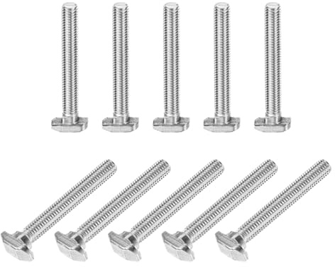 uxcell 10Pcs T Slot Drop-in Bolt, M8 x 60mm T-Slot Bolts 304 Stainless Steel T Shape Stud Sliding Screw Hammer Head T-Bolt for Standard 4040 Series Aluminum Profile