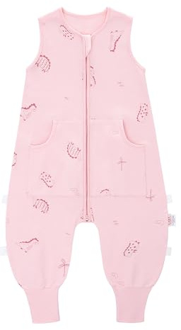 LAT Baby Schlafsack mit Füßen, 0,5 TOG 100% Baumwolle Baby Sommerschlafsack, Weich und Atmungsaktiv Babyschlafsack mit Beinen und Taschen für Kinder