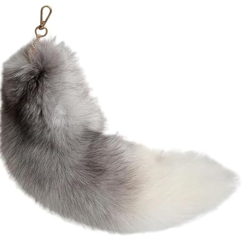 Generisch Therian Tail Schlüsselanhänger Furry Fuchsschwanz Anhänger Extra Groß Fox Tail Keychain Faux Fur Schlüsselring Tasche Zusätze Fuchs Kostüm Dekoration Etwa 35/40cm