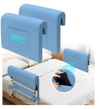 NEPPT Hospital Bed Rail Covers Padded Foam Bed Rail Bumper Padding Elderly Adults Bedside Fall Protector Pads Seniors Safety Guard Bed Railing Cushion Pad Cover (2)