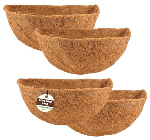 ApexTide Coco Liner Hanging Basket Liners 4PCS, 30 * 15CM/12 * 6in Natural Semi Round Coconut Fiber Replacement Liners for Flowers, Vegetables Indoor Outdoor Garden Flower Pots Cupped Shaped