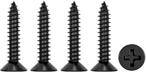 Black Wood Screws Kit, 100Pcs Flat Head Wood Screw, Self Tapping Screws M4 x 20mm Single Thread Screw Ideal for Furniture, Woodworking, DIY Model Fixing