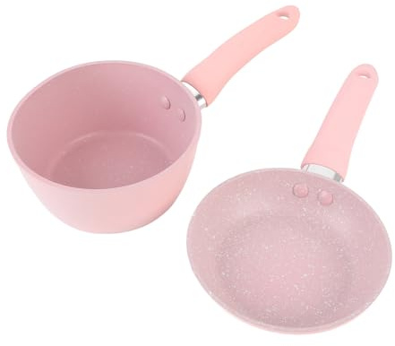 2Pcs Non-Stick Frying Pan Milk Pot Set, Small Saucepan & Frying Pan Kitchen Cookware Set for Soup, Eggs, Noodles and Daily Cooking