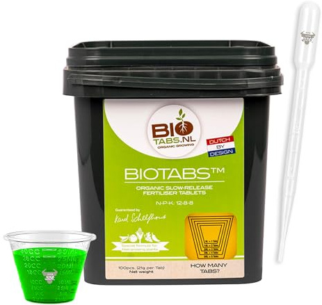BioTabs 100 Stück – Organischer Langzeitdünger mit Pipette & Messbecher für kräftiges Pflanzenwachstum