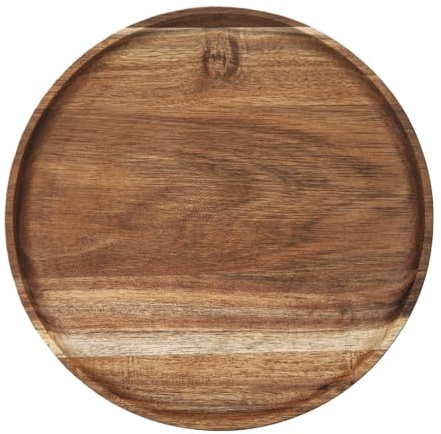Bandeja para mesa de café – Tabla de cortar para embutidos, bandeja de servir de madera, tabla para queso con borde elevado a base giratoria | Para queso, frutas, pan, aperitivos, decoración