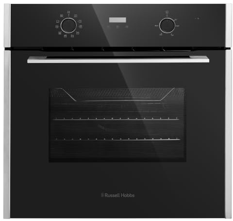 Russell Hobbs Built-in 70L Multifunctional Oven in Black, 60cm Wide, With 10 Functions, Single & Double Grill, Defrost, Convection heating, Clock & Timer, Open Door Detection, RHEO7007BS