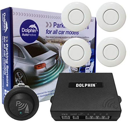 Dolphin Automotive Car Van Front Parking Sensors With Longer 6m Leads and Parking Switch in 32 Coloured Options UK (White)