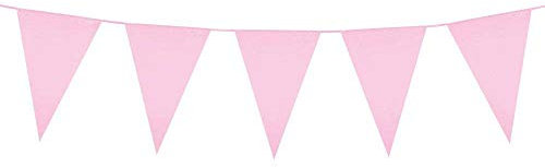 Boland 74709 – Mini banderines, 1 Pieza, tamaño 11 x 14 x 300 cm, Color Rosa, Cadena de Bandera, decoración Colgante, Guirnalda de láminas, Fiesta temática, cumpleaños, Carnaval, Aniversario