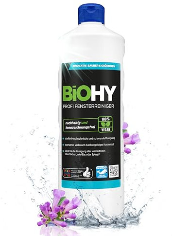 BiOHY Nettoyant vitres professionnel (Bouteille de 1l) | Nettoyage sans Bandes des Surfaces de Verre, de fenêtres et de miroirs (Fensterreiniger)