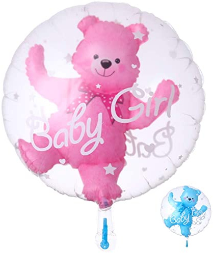 DIWULI, doux bébé ours ballon, feuille balloon bébé fille rose fille film ballon pour le baby shower, naissance, anniversaire, anniversaire d'enfants, cadeau articles de décoration (rose)