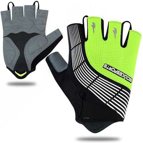 Souke Sports Herren Damen Fahrradhandschuhe Sommer Halbfinger Radhandschuhe | Fingerlos Fahrrad Handschuh mit Gepolsterte StoßDäMpfung,Atmungsaktiv Kurz Rennrad Handschuhe für Road,MTB