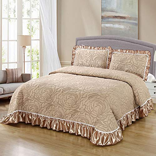 Tagesdecke Baumwolle Gesteppte Doppelbett Tagesdecke 3 Teilig Bettwäscheset Bettüberwurf Mit Zwei Passenden Kissenbezügen Steppdecke Bettdecke Decke,I-245x265cm