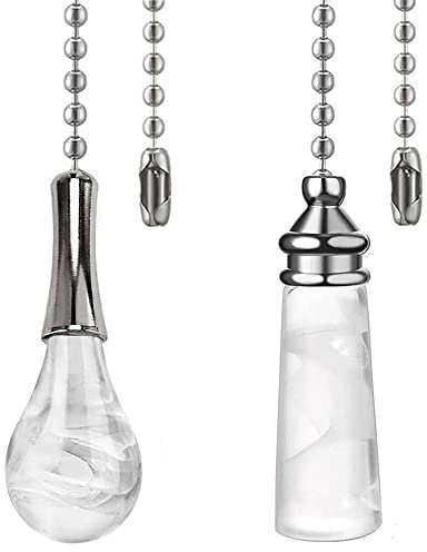 Akahttbn Ceiling Fan Pull Chain Ornaments 12 Inches Crystal Glass Perfume Bottle and Light Bulb Pull Chain Extension For Ceiling Light Lamp Fan Chain 2 Pcs (Nickel)