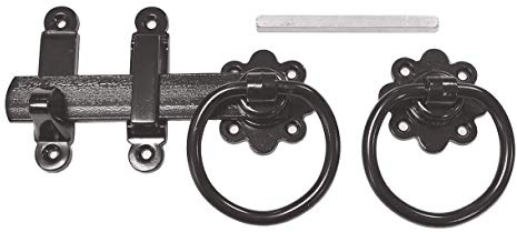 ZEROplus 150mm Black Japanned Mild Steel, Plain Ring Gate Latch, for Garden Gates, Sheds, Z1138.6