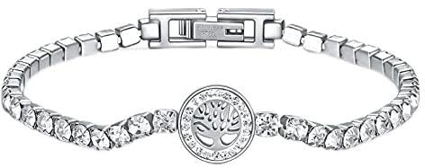 Lisandra Scott gnistrande livets träd armband för kvinnor (17,5 + 2 cm justerbar) livets träd, armband för kvinnor och flickor med stenar, armband, smycken (silver)