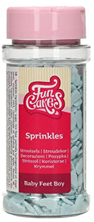 FunCakes Sprinkles Zuckerstreusel, Baby Feet Blue, 55 g | Streuen die Babyfüße Jungen über Cupcakes, Keksen und Kuchen, Perfekt für Babypartys, Sprinkle Streusel Mix