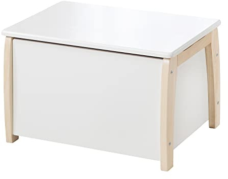 roba 50708WE Cassapanca per bambini, in legno massiccio, laccato bianco, con guarnizione ammortizzante